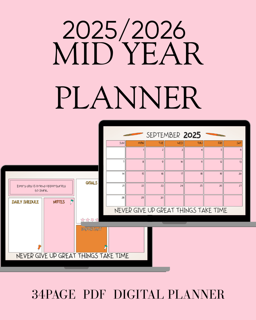 . 2025/2026 Midyear Planner, Academic Year Planner, Weekly Planner, Monthly Calendar, Yearly Planner,