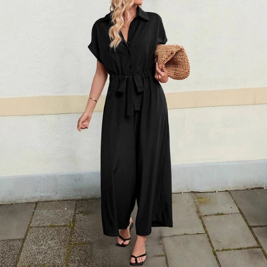 Comfort Chic Lace-Up Jumpsuit