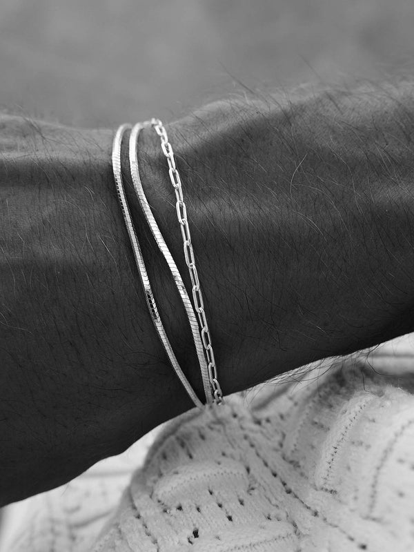 Octagon Silver Chain Bracelet